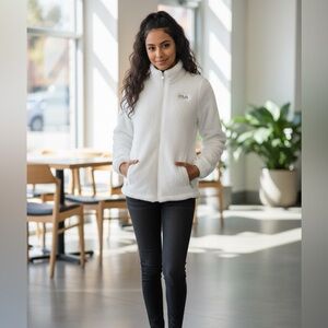 FILA Women's Cozy Long Sleeve White Full Zipper Teddy Jacket